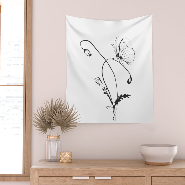 Butterfly on a little flower 5 Wall Tapestry Gallery Image 2