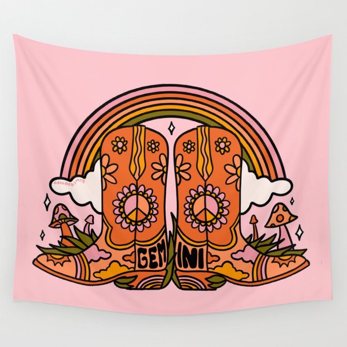 Gemini Cowboy Boots Wall Tapestry Gallery Image 1