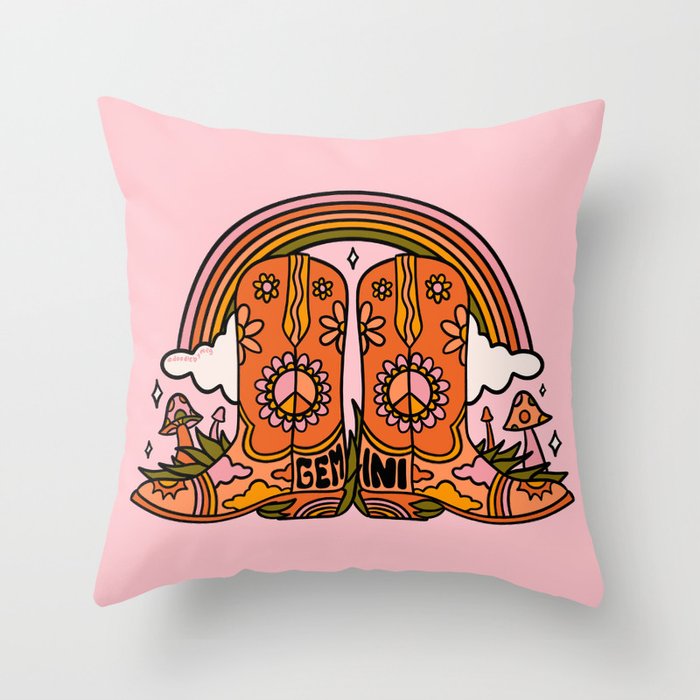 Gemini Cowboy Boots Throw Pillow Gallery Image 6