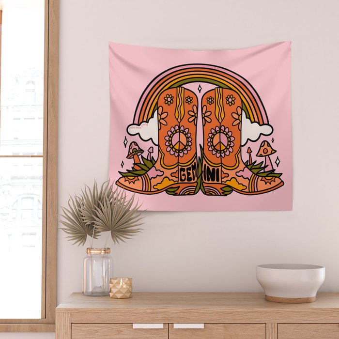 Gemini Cowboy Boots Wall Tapestry Gallery Image 2