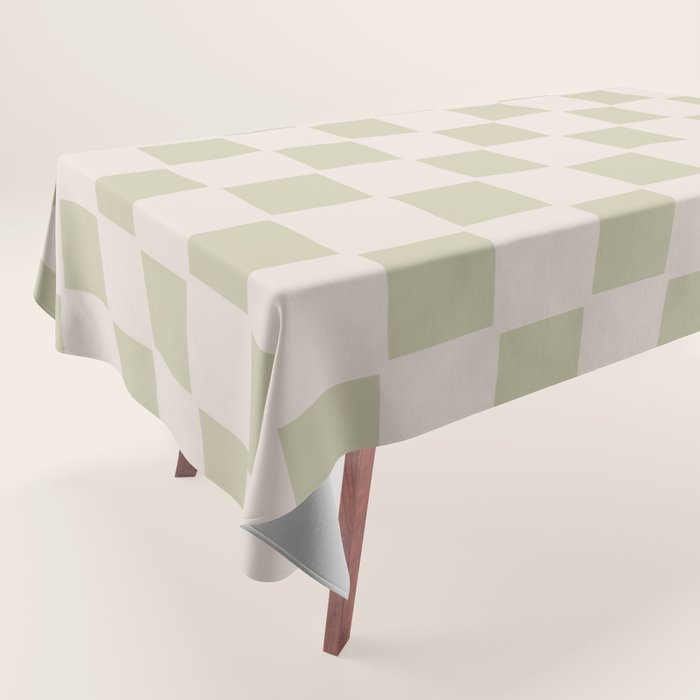 Playful check in olive green Tablecloth Gallery Image 1