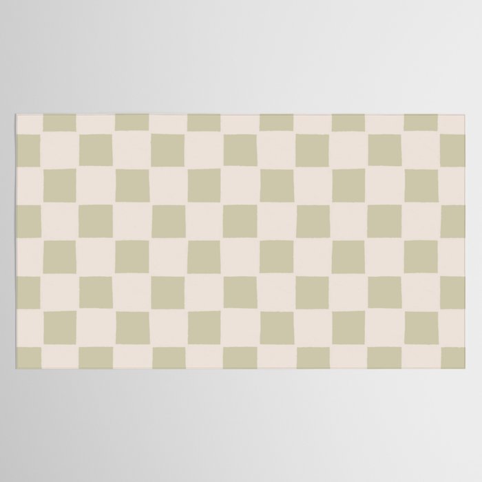 Playful check in olive green Tablecloth Gallery Image 2