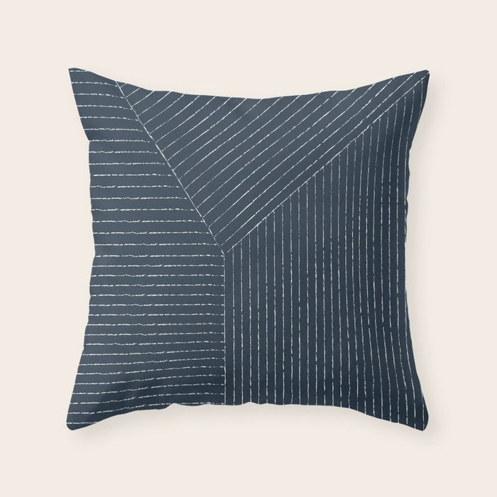 Lines (Annapolis Blue) Throw Pillow Gallery Image 6