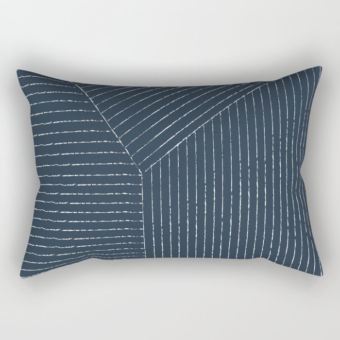 Lines (Annapolis Blue) Rectangular Pillow Gallery Image 1