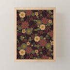 Classy Burgundy, Cream & Sage Green Floral Pattern Mini Art Print Gallery Image 1