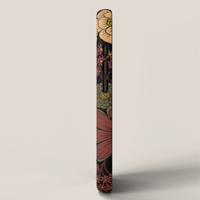 Classy Burgundy, Cream & Sage Green Floral Pattern iPhone Case Gallery Image 2