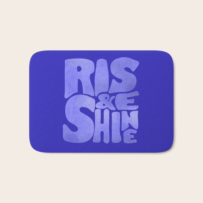 Rise and Shine - blue typography Bath Mat Gallery Image 1