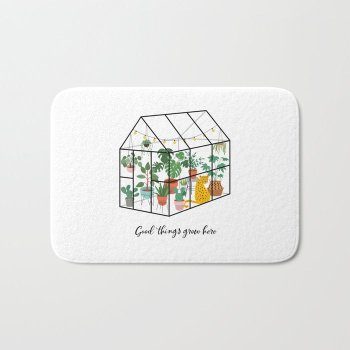 Good Things Grow Here Illustrated Quote Bath Mat Gallery Image 1