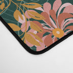 Art Nouveau floral pattern with lines - emerald green Desk Mat Gallery Image 4