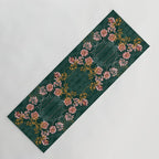 Art Nouveau floral pattern with lines - emerald green Yoga Mat Gallery Image 1