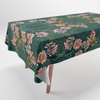 Art Nouveau floral pattern with lines - emerald green Tablecloth Gallery Image 1