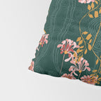 Art Nouveau floral pattern with lines - emerald green Pillow Sham Gallery Image 4