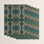 Art Nouveau floral pattern with lines - emerald green Wrapping Paper Gallery Image 3