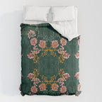 Art Nouveau floral pattern with lines - emerald green Duvet Cover Gallery Image 6