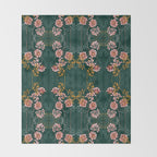 Art Nouveau floral pattern with lines - emerald green Throw Blanket Gallery Image 2