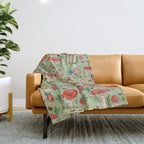 Lovely Red Mushrooms - GreenBG Throw Blanket Gallery Image 1