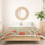 Lovely Red Mushrooms - GreenBG Duvet Cover Gallery Image 3