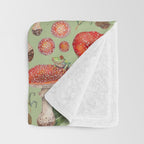 Lovely Red Mushrooms - GreenBG Throw Blanket Gallery Image 3