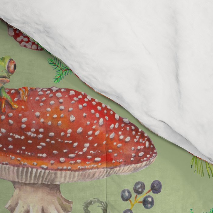 Lovely Red Mushrooms - GreenBG Comforter Gallery Image 4