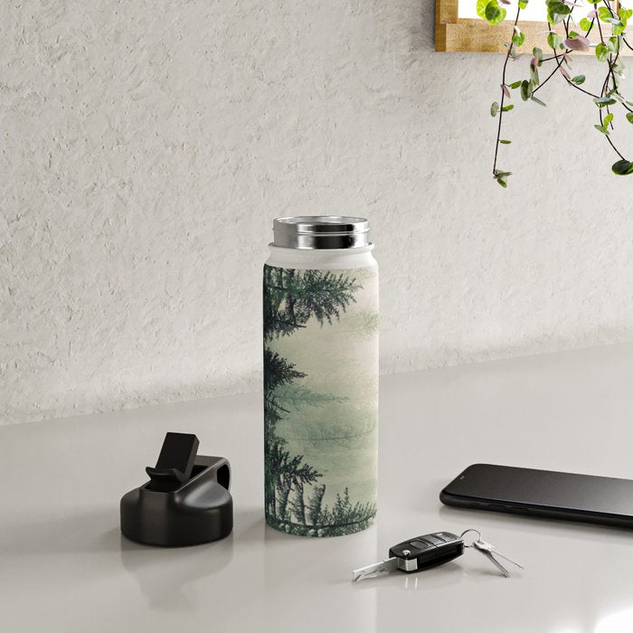 Foggy Pine Trees Water Bottle Gallery Image 4