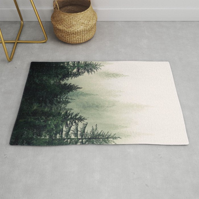 Foggy Pine Trees Rug Gallery Image 1