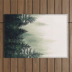 Foggy Pine Trees Outdoor Rug Gallery Image 1