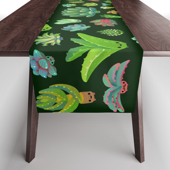 Baby succulent 1 - dark Table Runner Gallery Image 1