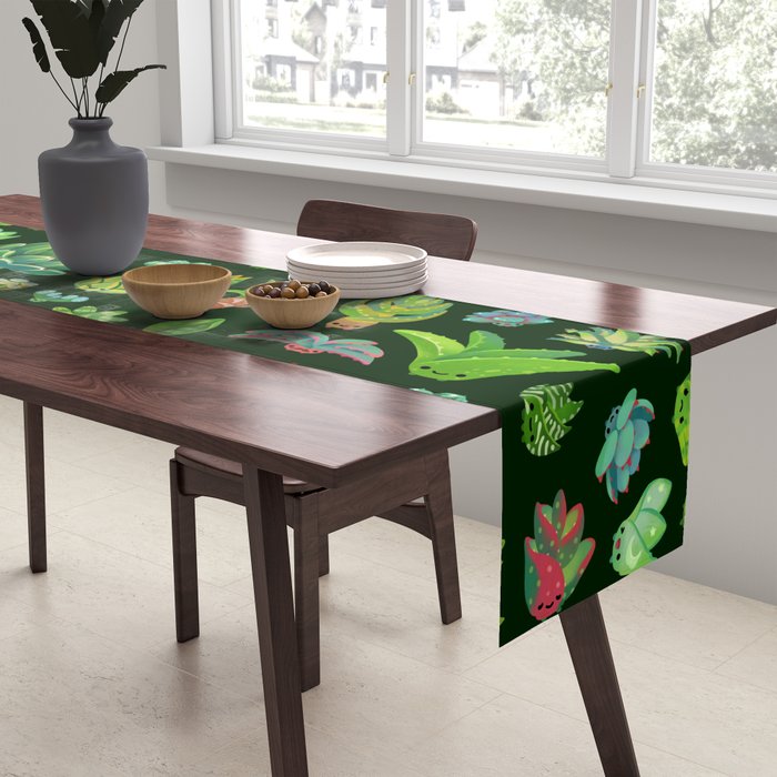Baby succulent 1 - dark Table Runner Gallery Image 2