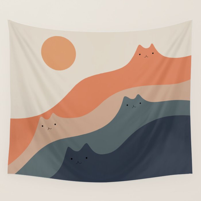 Cat Landscape 90 Wall Tapestry Gallery Image 1