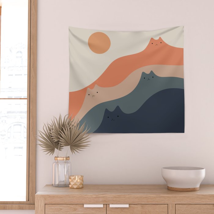 Cat Landscape 90 Wall Tapestry Gallery Image 2