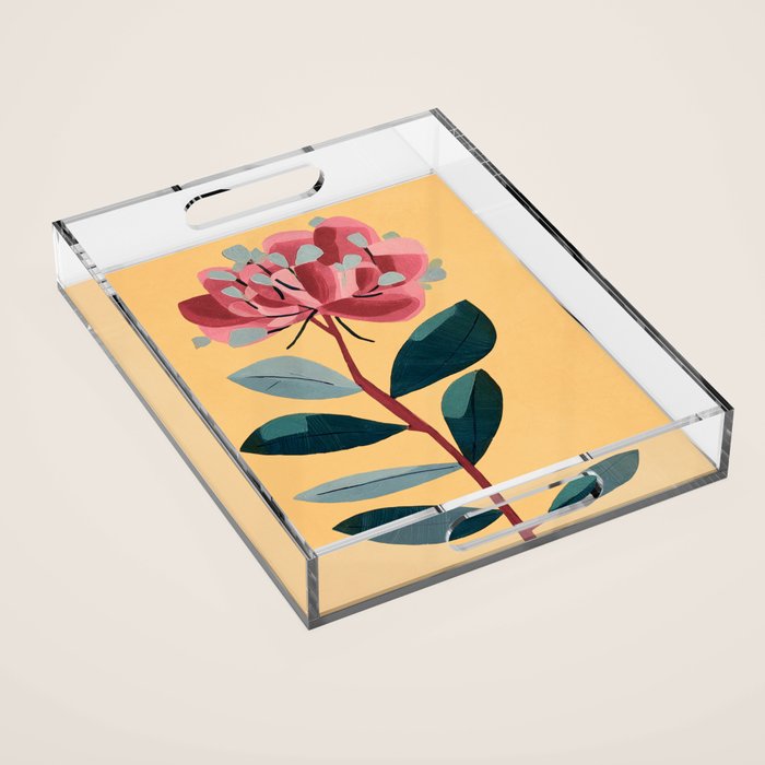 Rose Stem with Dusty Blue Leaves Acrylic Tray Gallery Image 1