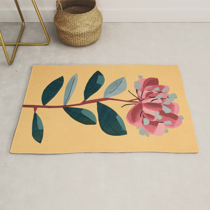 Rose Stem with Dusty Blue Leaves Rug Gallery Image 1