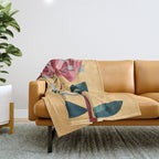 Rose Stem with Dusty Blue Leaves Throw Blanket Gallery Image 1