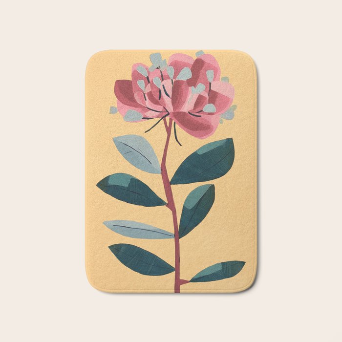 Rose Stem with Dusty Blue Leaves Bath Mat Gallery Image 1