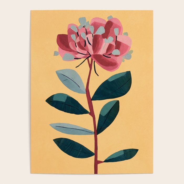 Rose Stem with Dusty Blue Leaves Poster Gallery Image 4