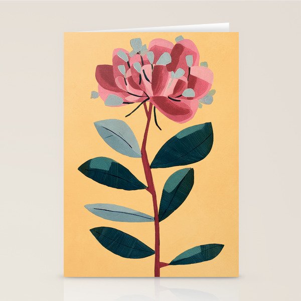 Rose Stem with Dusty Blue Leaves Stationery Card Gallery Image 2