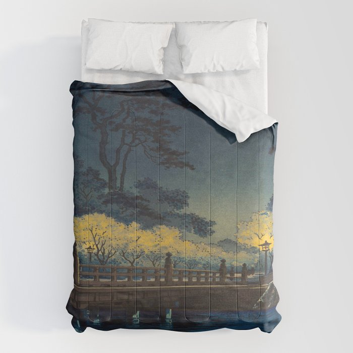 Tsuchiya Koitsu Vintage Japanese Woodblock Print Spring Blossom At Night t Comforter Gallery Image 6