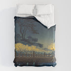 Tsuchiya Koitsu Vintage Japanese Woodblock Print Spring Blossom At Night t Duvet Cover Gallery Image 6