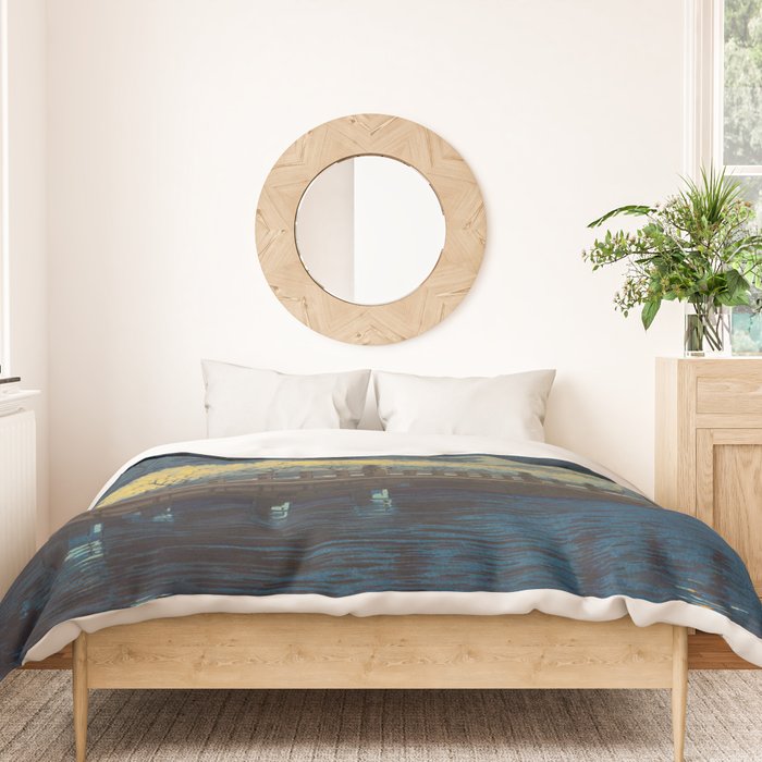 Tsuchiya Koitsu Vintage Japanese Woodblock Print Spring Blossom At Night t Duvet Cover Gallery Image 3