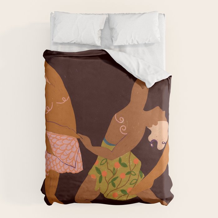 Midnight Muse: The Dance of Sisterhood Duvet Cover Gallery Image 6