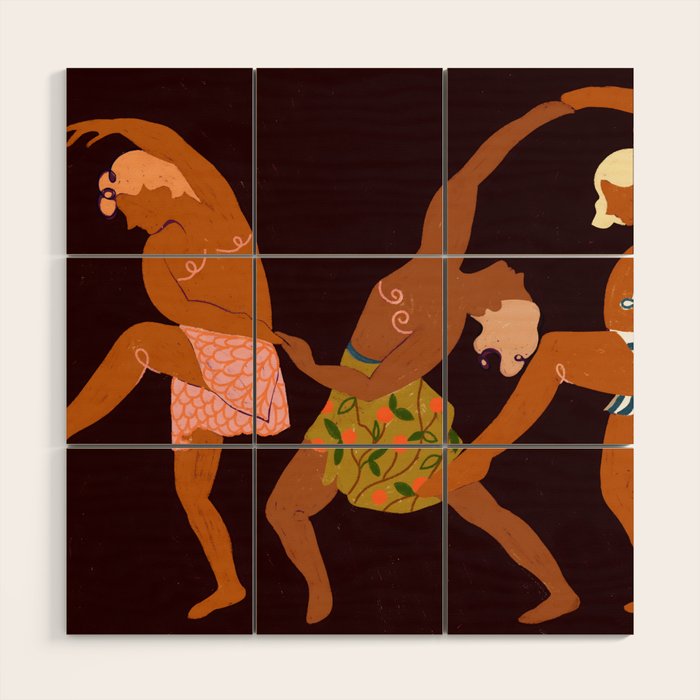 Midnight Muse: The Dance of Sisterhood Wood Wall Art Gallery Image 1