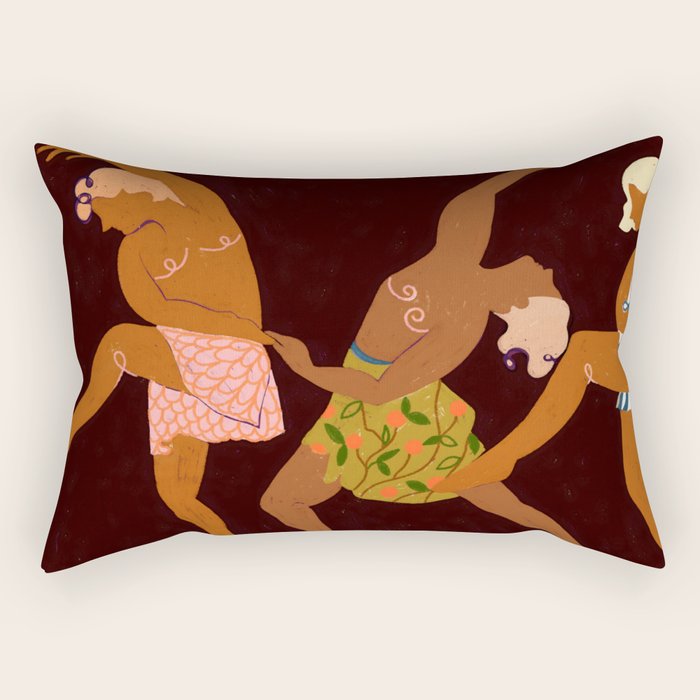 Midnight Muse: The Dance of Sisterhood Rectangular Pillow Gallery Image 1