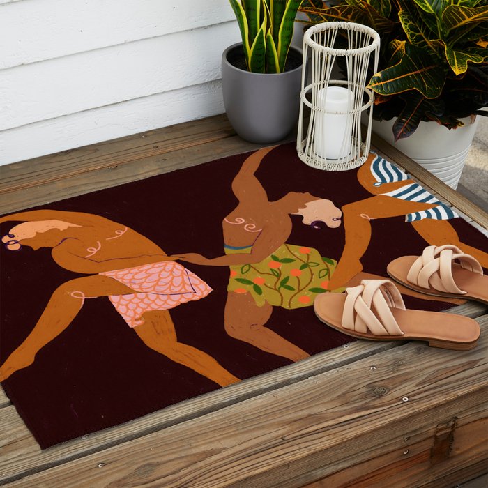 Midnight Muse: The Dance of Sisterhood Outdoor Rug Gallery Image 2