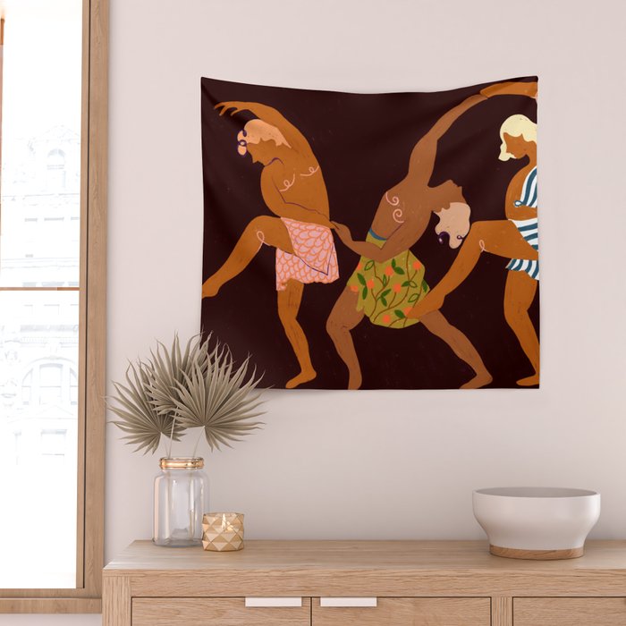 Midnight Muse: The Dance of Sisterhood Wall Tapestry Gallery Image 2