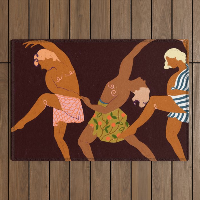 Midnight Muse: The Dance of Sisterhood Outdoor Rug Gallery Image 1
