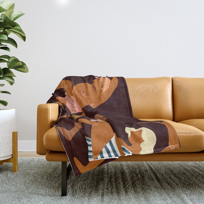 Midnight Muse: The Dance of Sisterhood Throw Blanket Gallery Image 1