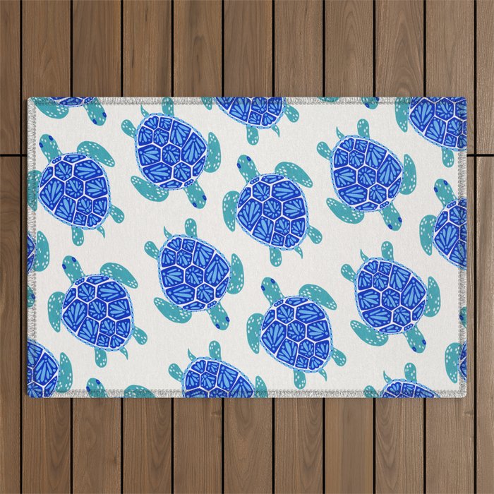 Sea Turtle - Blue Palette Outdoor Rug Gallery Image 1