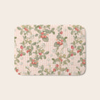 Vintage wild strawberries on cottage pink gingham pattern Bath Mat Gallery Image 1