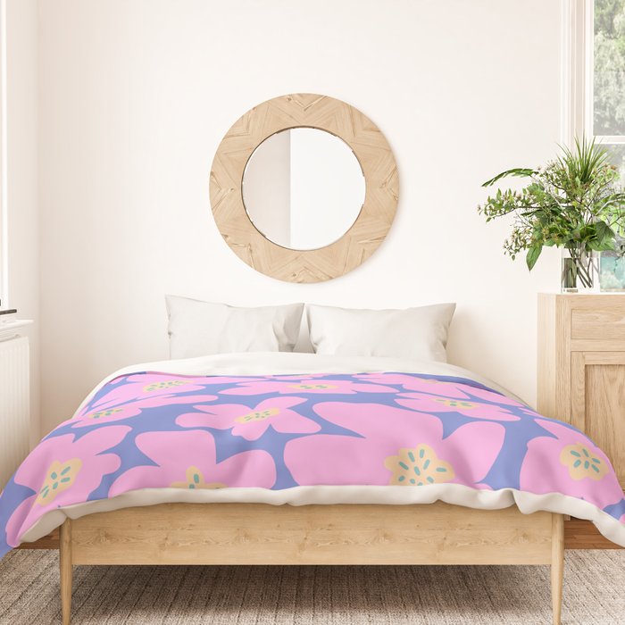 Retro Daisy - Very Peri, Pink, Cream, turquoise  Duvet Cover Gallery Image 3