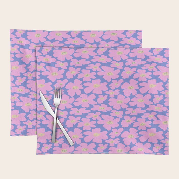 Retro Daisy - Very Peri, Pink, Cream, turquoise  Placemat Gallery Image 1